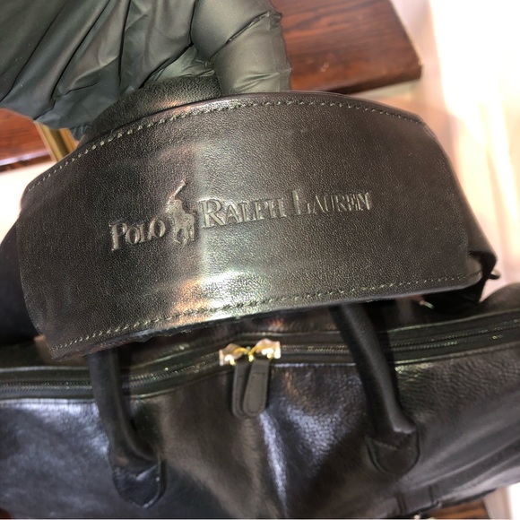 WRALPH LAUREN Black Leather /Canvas Top Handle Briefcase Crossbody Shoulder Bag - Picture 7 of 17